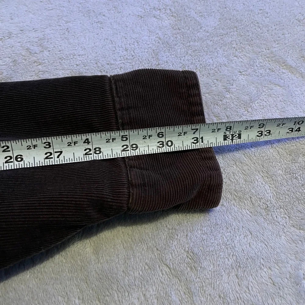 IZOD Jeans Jacket Mens Large Brown Corduroy Fleece Lined Shirt Button Up Sherpa